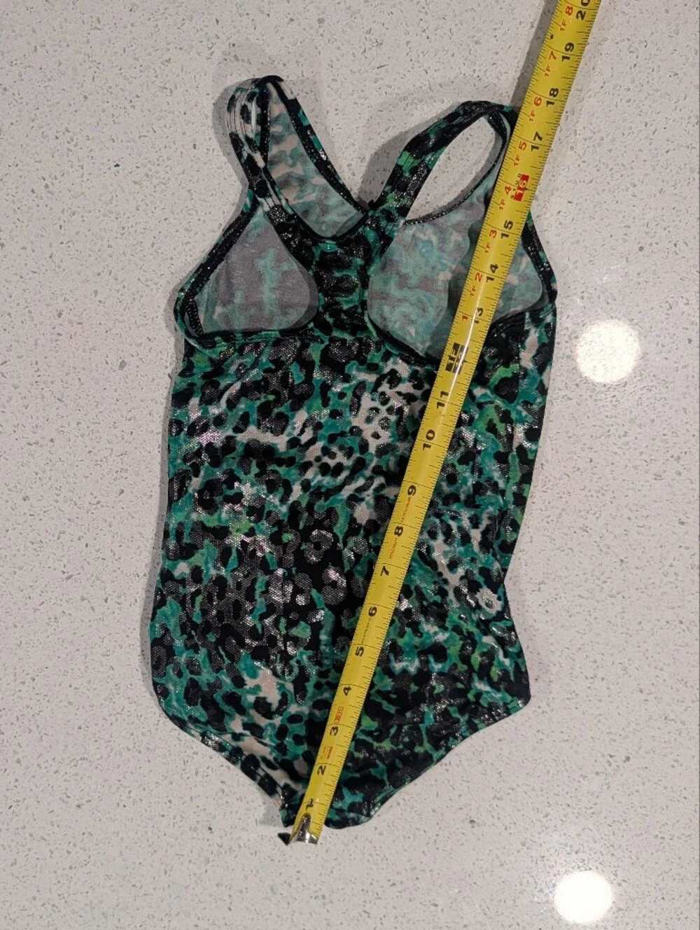 GK Elite Gymnastics Dance Leotard Extra Small CXS GREEN Mystique CHEETAH Leopard